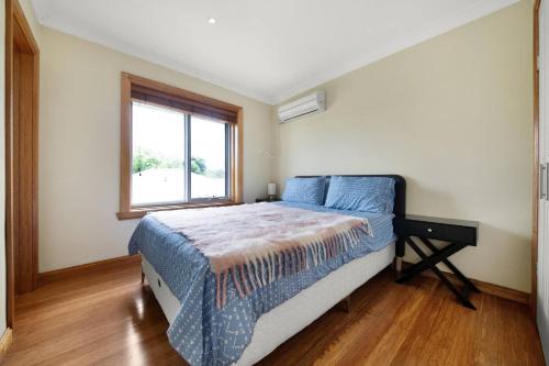 Un dormitorio con una cama grande y una ventana en Fly Around Town in Pocket Rocket, en Albion
