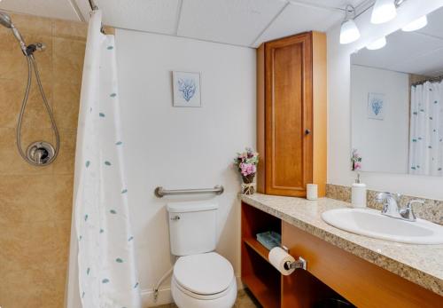 een badkamer met een toilet en een wastafel bij The View Studio, Suites and Event Venue in Orlando