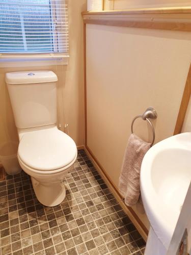 a bathroom with a toilet and a sink at Sunrise Holidays Skegness - Diamond in Skegness