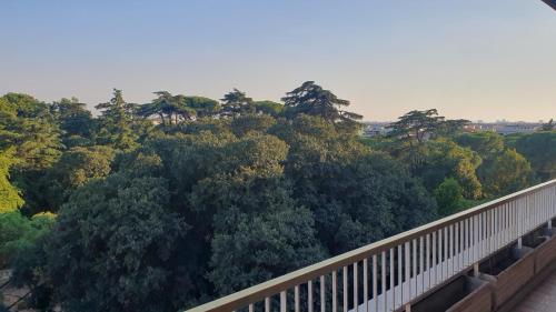 uma vista para uma floresta de árvores a partir de uma ponte em LAZZARONI HOUSE GARDEN em Roma