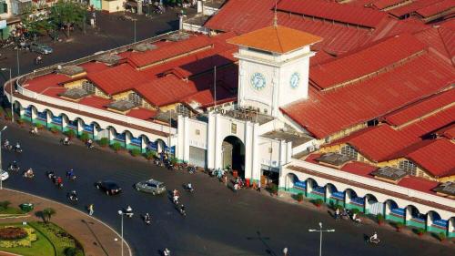 an overhead view of a building with a clock tower at Jomo in Ho Chi Minh City