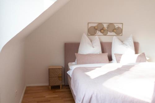 Katil atau katil-katil dalam bilik di Seerose - W14, zentral in Bahnhofsnähe, Küche, 3 Schlafzimmer
