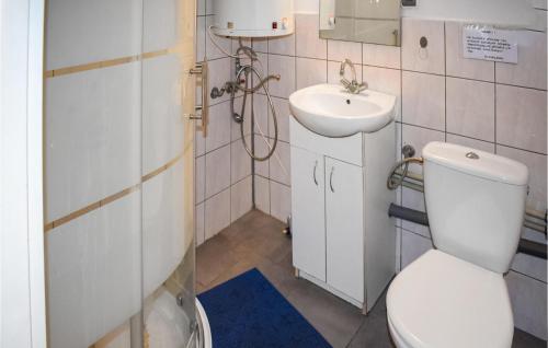 ein Bad mit einem WC und einem Waschbecken in der Unterkunft 1 Bedroom Gorgeous Home In Wilimy in Dadaj