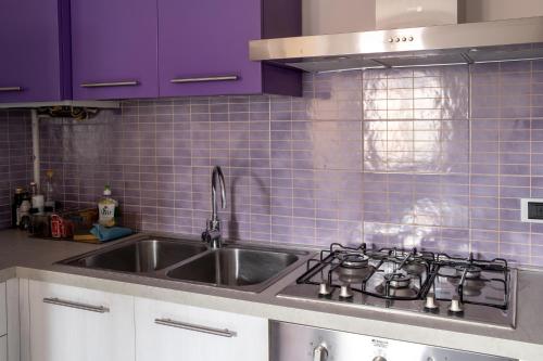a kitchen with a sink and a stove at Casa Moro, monolocale moderno nel centro storico in Crema
