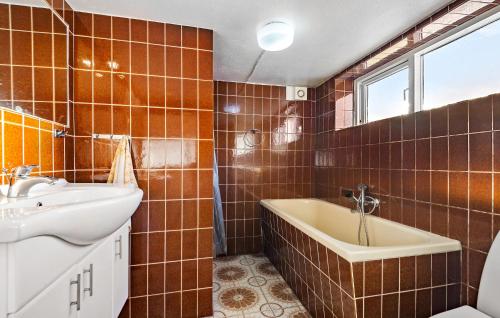 a bathroom with a sink and a bath tub at Awesome Home In Srvad With Wifi 