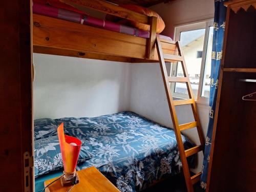 a bedroom with a bunk bed and a ladder at Chez Guy et Josiane in Cilaos