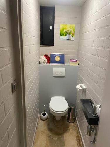 ein kleines Bad mit WC in einem Zimmer in der Unterkunft Toezens in Ingelmunster