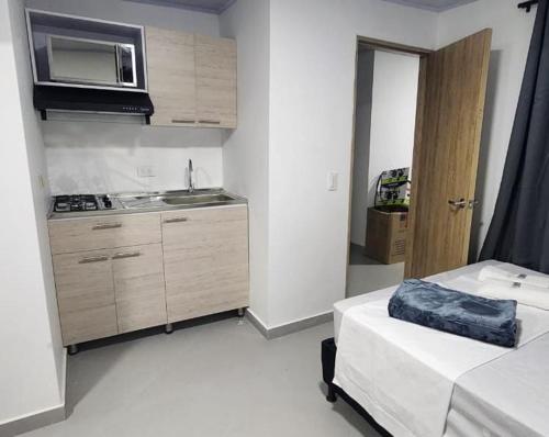 Kuchyň nebo kuchyňský kout v ubytování Aparta Hotel la 80 Estadio
