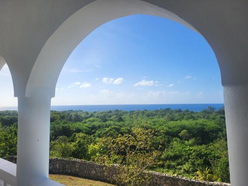 a view of the ocean through an archway at Zuri Enterprise in Negril