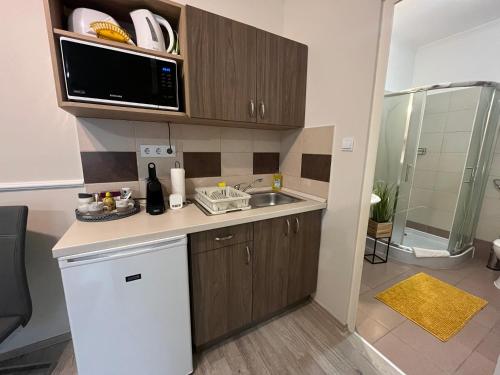 Η κουζίνα ή μικρή κουζίνα στο Oreo Apartman