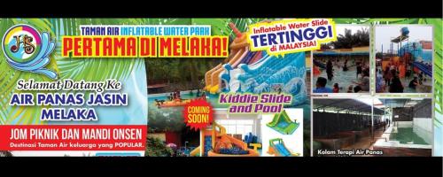 a collage of pictures of a water park at IDAMAN HOMESTAY in Jasin