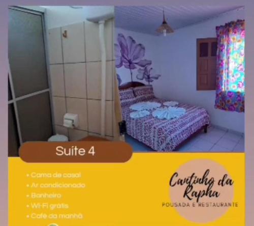 een kleine slaapkamer met een bed en een raam bij Cantinho da Rapha in Ilha de Boipeba