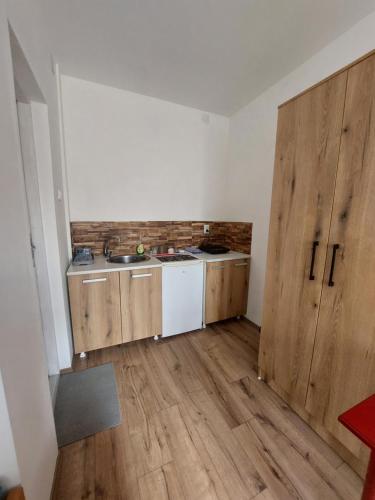 Kuchyň nebo kuchyňský kout v ubytování Apartmani Popović