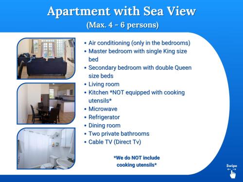 a page of a flyer with a diagram of a room at West Coast Inn's in Boqueron