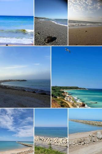 eine Collage mit verschiedenen Fotos des Strandes in der Unterkunft CASA ȘMAH in Tuzla