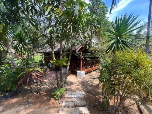 a small house in the middle of a garden at Phayam Valley Homestay in Ko Phayam