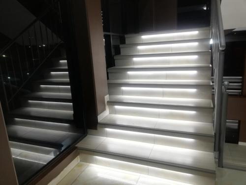 a set of stairs with lights on them at Hostal sublime in Cochabamba