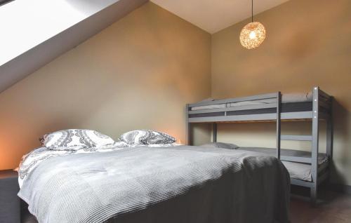 ein Schlafzimmer mit einem Etagenbett mit einer Leiter in der Unterkunft Stunning Home In Dwingeloo With House A Panoramic View in Dwingeloo