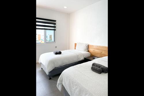 - une chambre avec 2 lits et une fenêtre dans l'établissement La Pang Resort 라팡리조트, à Panglao