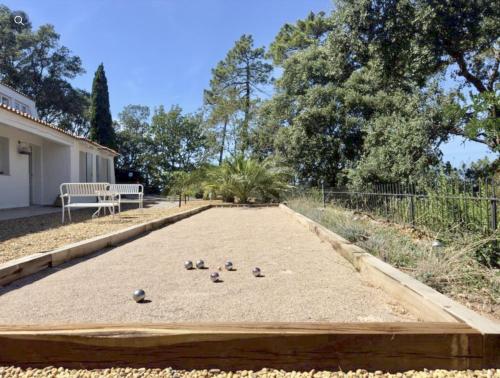 a group of ducks sitting on a dirt field at Villa Ormarine, vue exceptionnelle sur la baie de Cannes et le Mercantour in Les Adrets de l'Esterel