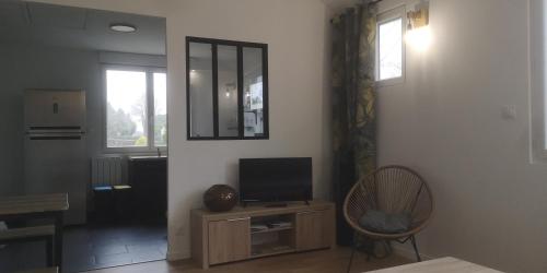 Televisyen dan/atau pusat hiburan di Logement indépendant appartement T2 bis style loft
