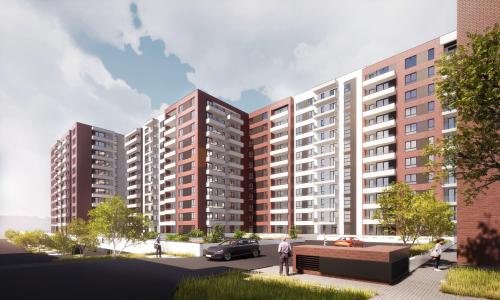 een weergave van een appartementencomplex met gebouwen bij MEB Apartments - Park Lake in Cluj-Napoca