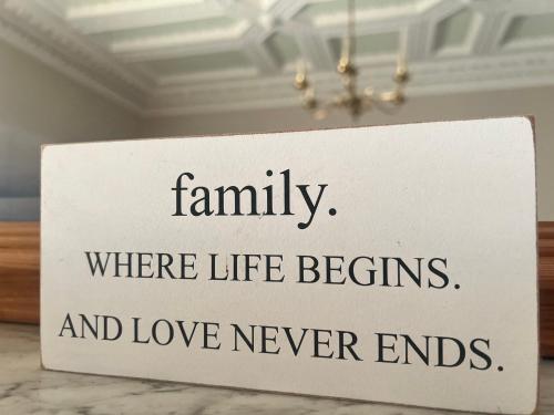 a sign that reads family where life begins and love never ends at Morven Guest House Carnoustie in Carnoustie