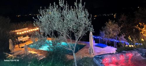 une arrière-cour avec une piscine la nuit dans l'établissement Villa in Provence near the Golf of Saint-Tropez, à La Motte