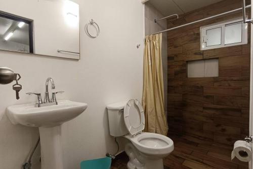 ein Bad mit einem WC und einem Waschbecken in der Unterkunft Departamento Excelente ubicación Depto C in Orizaba