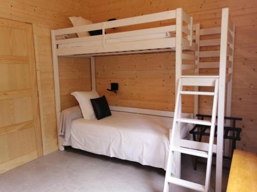 a bedroom with a bunk bed and a ladder at NIAOULI LODGE in Bourail