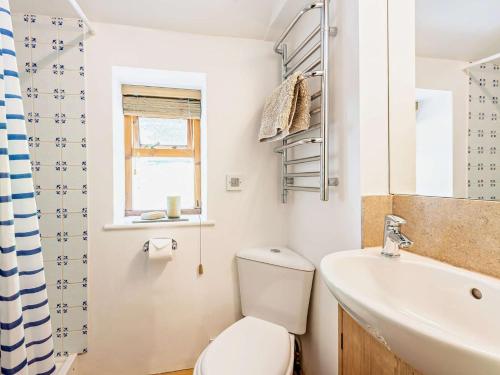 La petite salle de bains est pourvue de toilettes et d'un lavabo. dans l'établissement 2 Bed in Glenridding 92087, à Glenridding