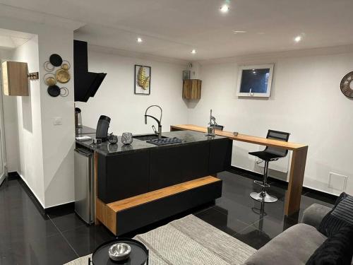 a kitchen with a sink and a counter in a room at Super Appartement T2 Luxe in Frontenex-Villard-Rosset