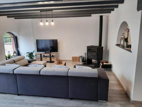 TV a/nebo společenská místnost v ubytování Gîte des Sagards
