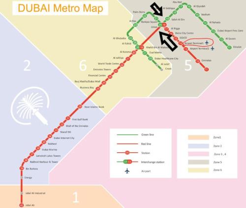 a map of the dubai metro map at Deira Salahuddin Comfort Residences in Dubai