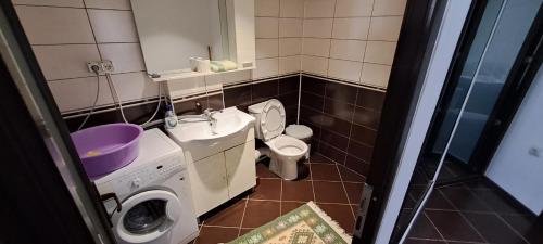 ein kleines Badezimmer mit Waschbecken und Toilette in der Unterkunft Apartament Silvia in Mangalia