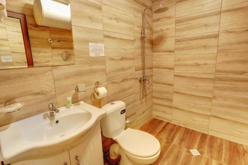 a bathroom with a toilet and a sink at Етно комплекс "Поп Грую Бански" in Banya