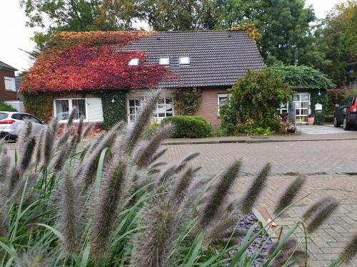 a house with red leaves on the roof at Deichgräfin 1 in Horumersiel