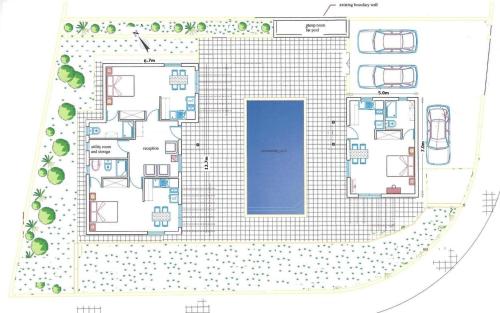 Villa Christo في Psematismenos: مخطط ارضي لمبنى به مسبح