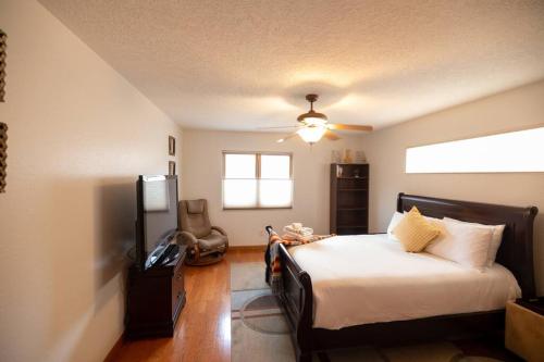 ein Schlafzimmer mit einem Bett und einem Fernseher darin in der Unterkunft *20% New Listing Discount! Tramway Home By Sandias in Albuquerque