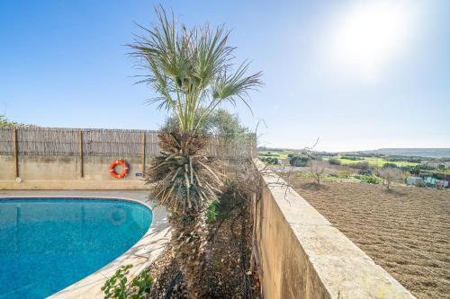 una palmera está al lado de una piscina en 3 Bedroom Holiday Home with Large Private Pool and Views, en Xewkija