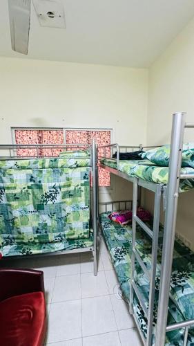 杜拜的住宿－SUNSHINE BOYS HOSTEL，一间客房内配有两张双层床的房间