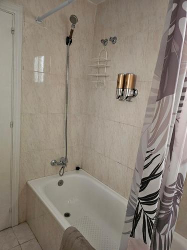 a bathroom with a bath tub with a shower at Apartamento en Mijas con Terraza, capacidad para 5 personas in Málaga