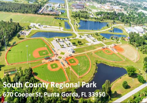 an aerial view of the south county regional park at Villa Tranquility-Waterfront-Punta Gorda, FL in Punta Gorda