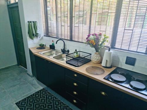 a kitchen with a sink and a counter top at Wild Fig Rest Guest House in Polokwane