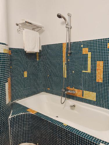 a bathroom with a bath tub with a shower at Casa del Arte in Simancas