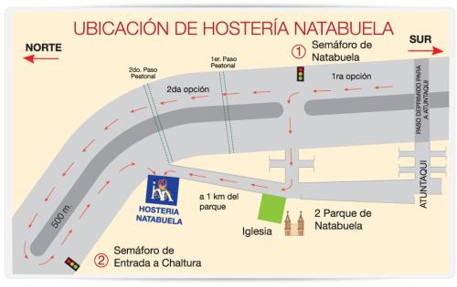 a map of the location of the hospital at Hotel y Hosteria Natabuela in Natabuela