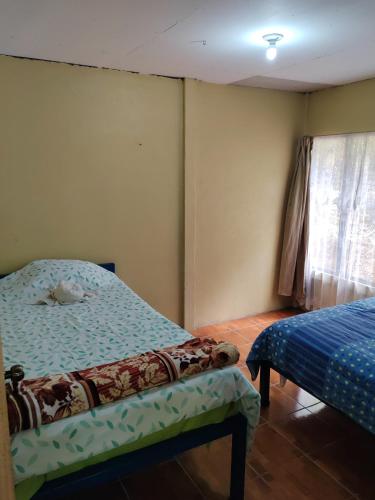 圖里亞爾瓦的住宿－Natural paradise，一间卧室设有两张床和窗户。