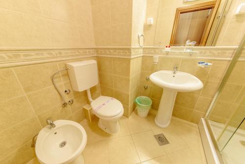 ein Bad mit einem WC und einem Waschbecken in der Unterkunft Hotel Novi in Herceg-Novi
