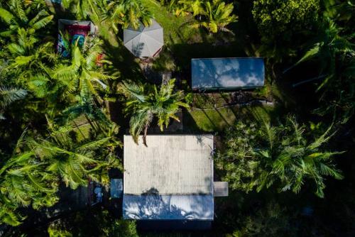 Jardín al aire libre en Birdsong Train Carriage Cabins