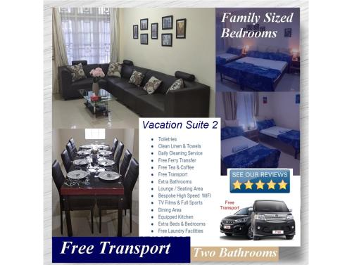 a flyer of a living room with a table and a car at Family Vacation Suites in Nagoya